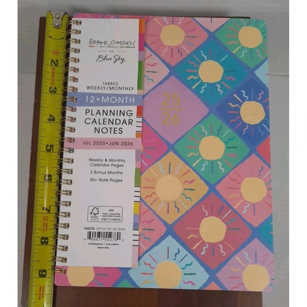 New 2025/2026 Brook Gossen For Blue Sky‎ 12 Month Planner Tabbed Weekly Monthly